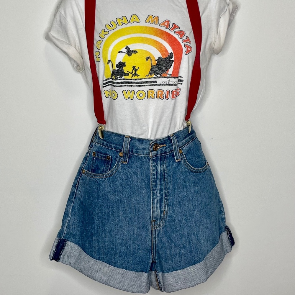 Levi's Pokemon Misty High Loose Shorts with Red Suspenders 26